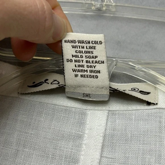 David Brooks Blouse Womens Med White 100% Linen Ruffle Flutter Sleeve Button Up - Picture 5 of 12